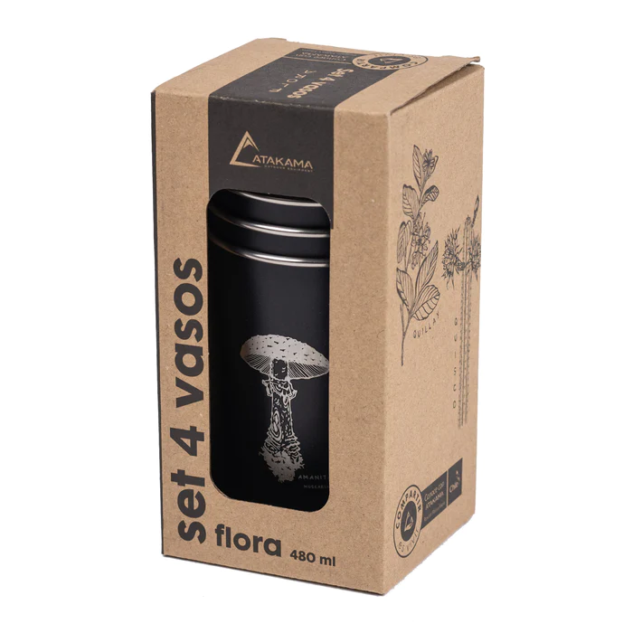 SET 4 VASOS ACERO 480 ML - Color: Negro Flora