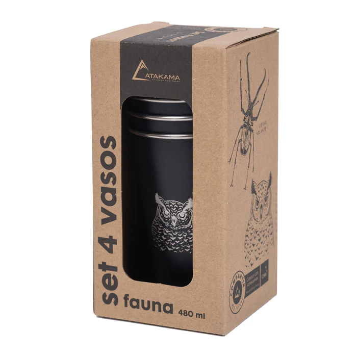 Miniatura SET 4 VASOS ACERO 480 ML - Color: Negro Fauna