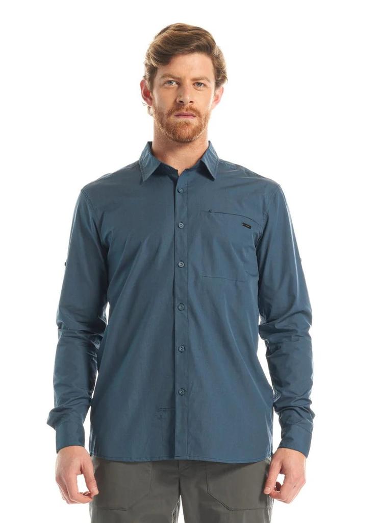 Miniatura Camisa Hombre Alloy Long Sleeve Shirt  - Color: Melange Azul Marino , Talla: S