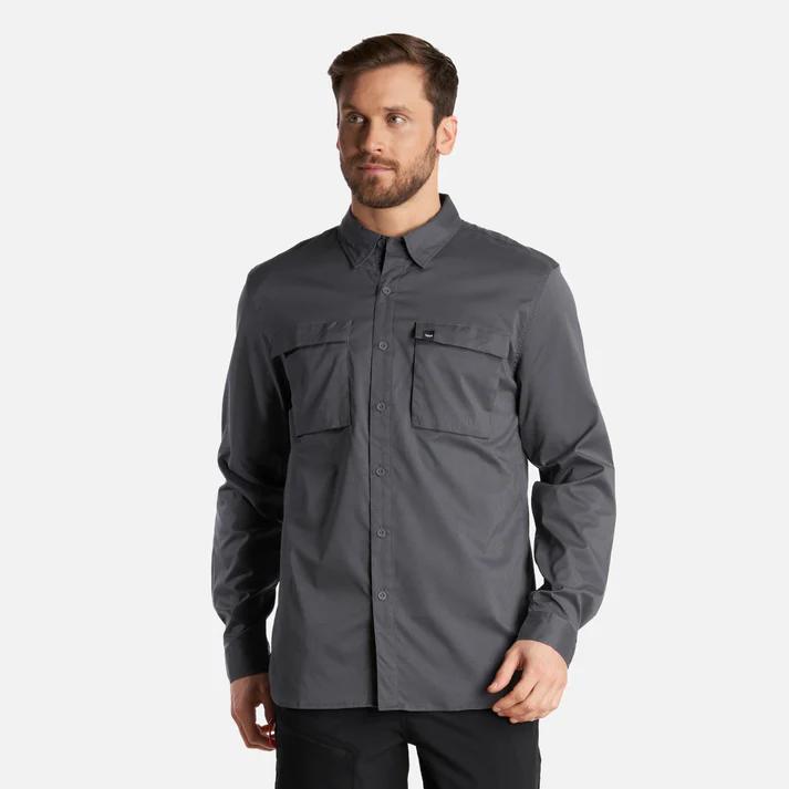 Camisa Hombre Rosselot Long Sleeve Q-Dry Shirt  - Color: Gris Medio