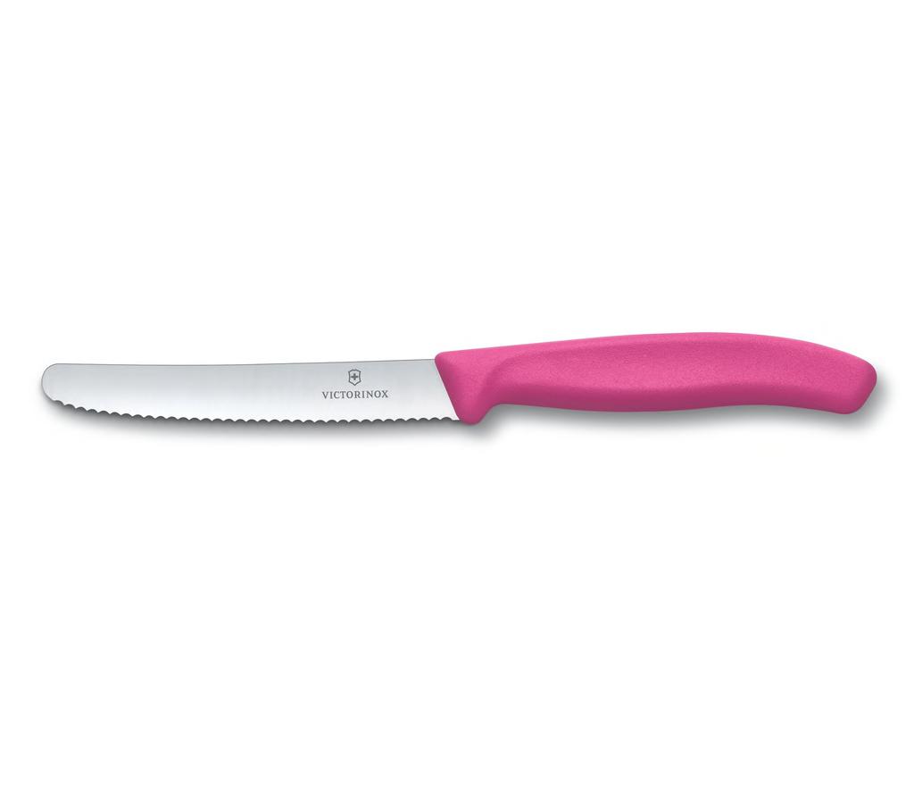 Cuchillo Verdura Dentado Punta Redonda 11 Cm - Color: Rosado