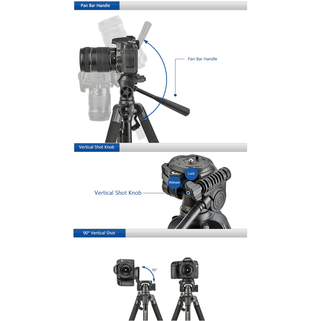 Kit Trípode de Aluminio con Cabezal y Clip SmartPhone con Bluetooth Serie Digital