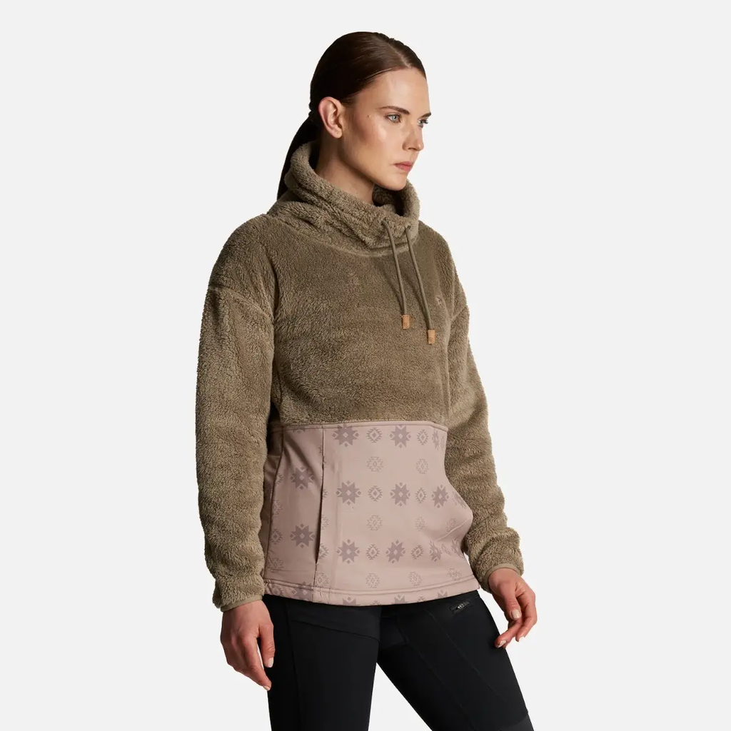 Poleron Mujer Baggy Sweatshirt Taupe - Color: Beige