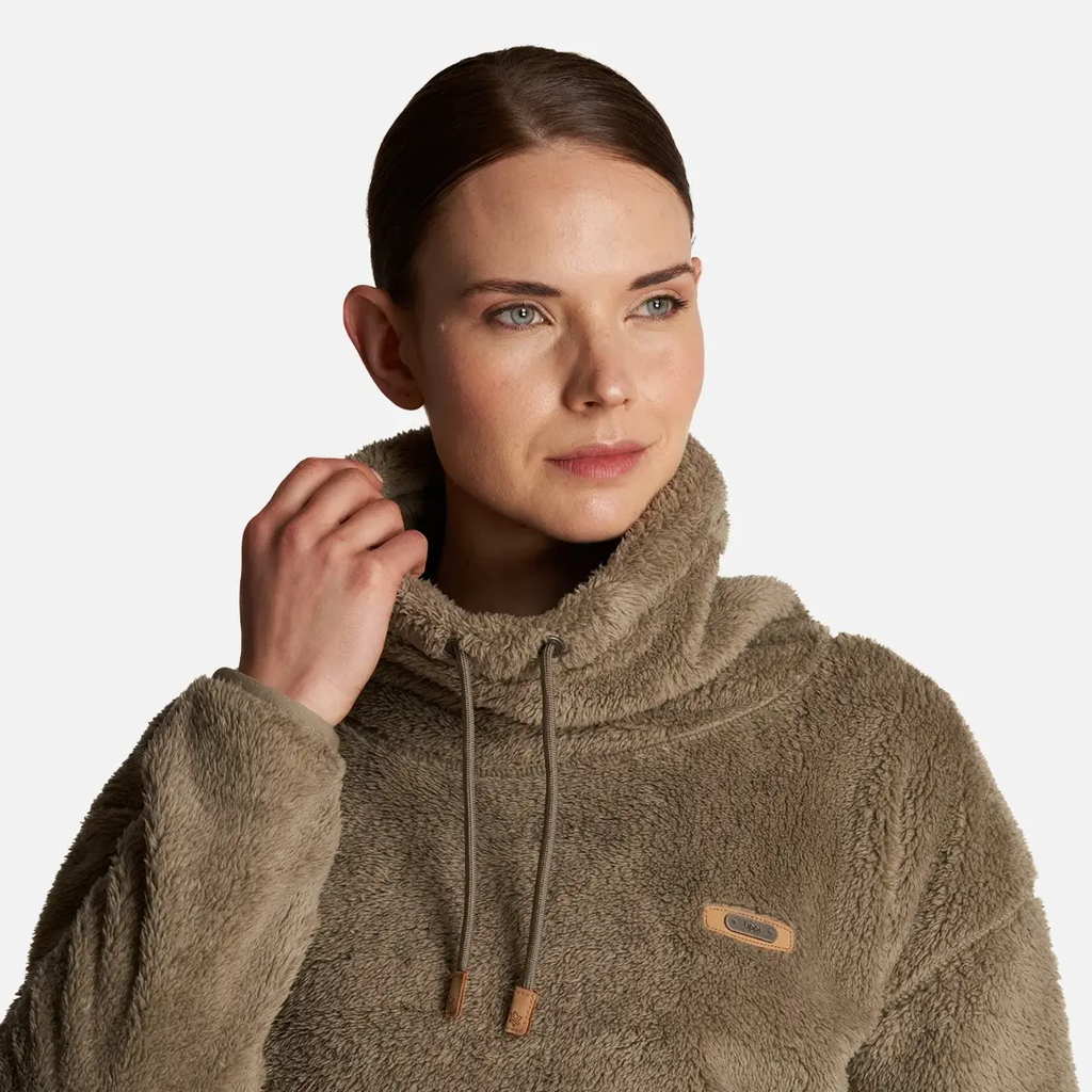 Miniatura Poleron Mujer Baggy Sweatshirt Taupe - Color: Beige