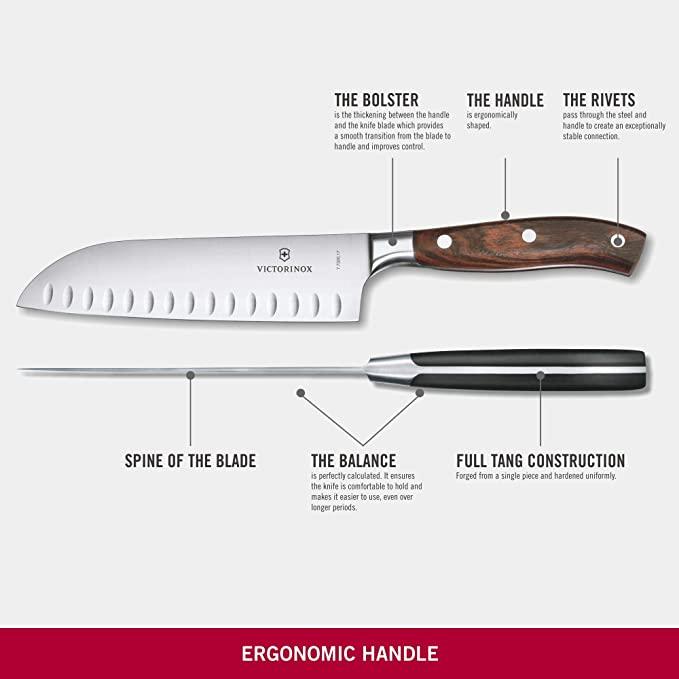 Cuchillo Santoku Alveolada Gran Maitre Madera 17Cm - Color: Multicolor