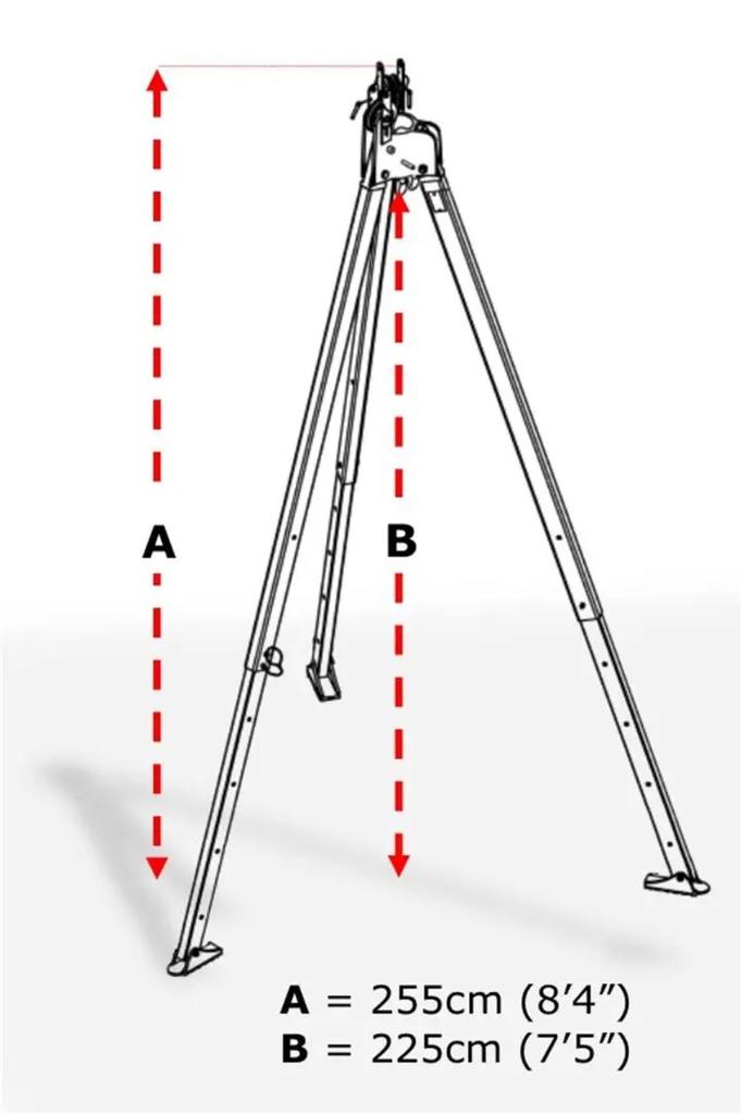 Trípode de Rescate y Trabajo – 2 Poleas y 2 Anclajes -