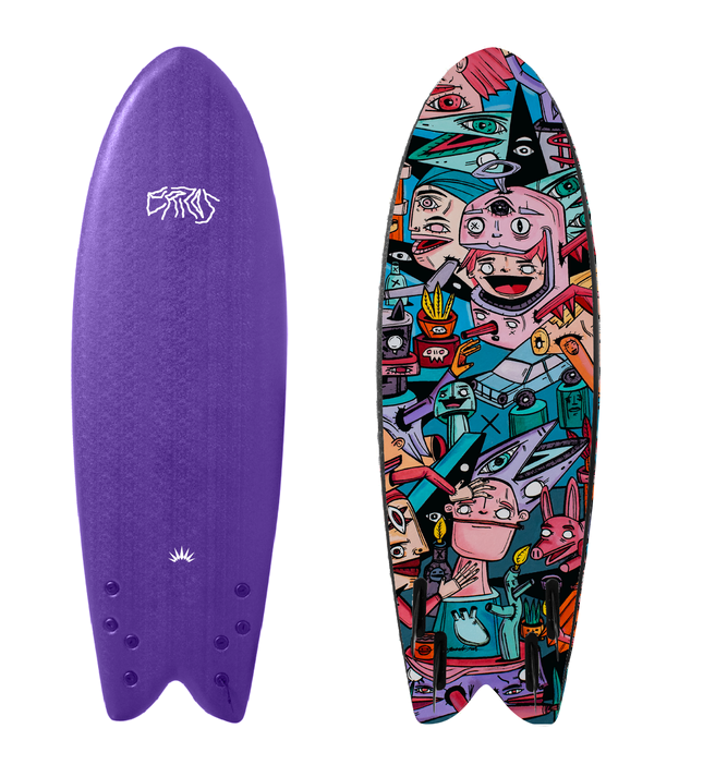 Tabla Softboard Fish Quad 5'8 - Color: Print Violeta