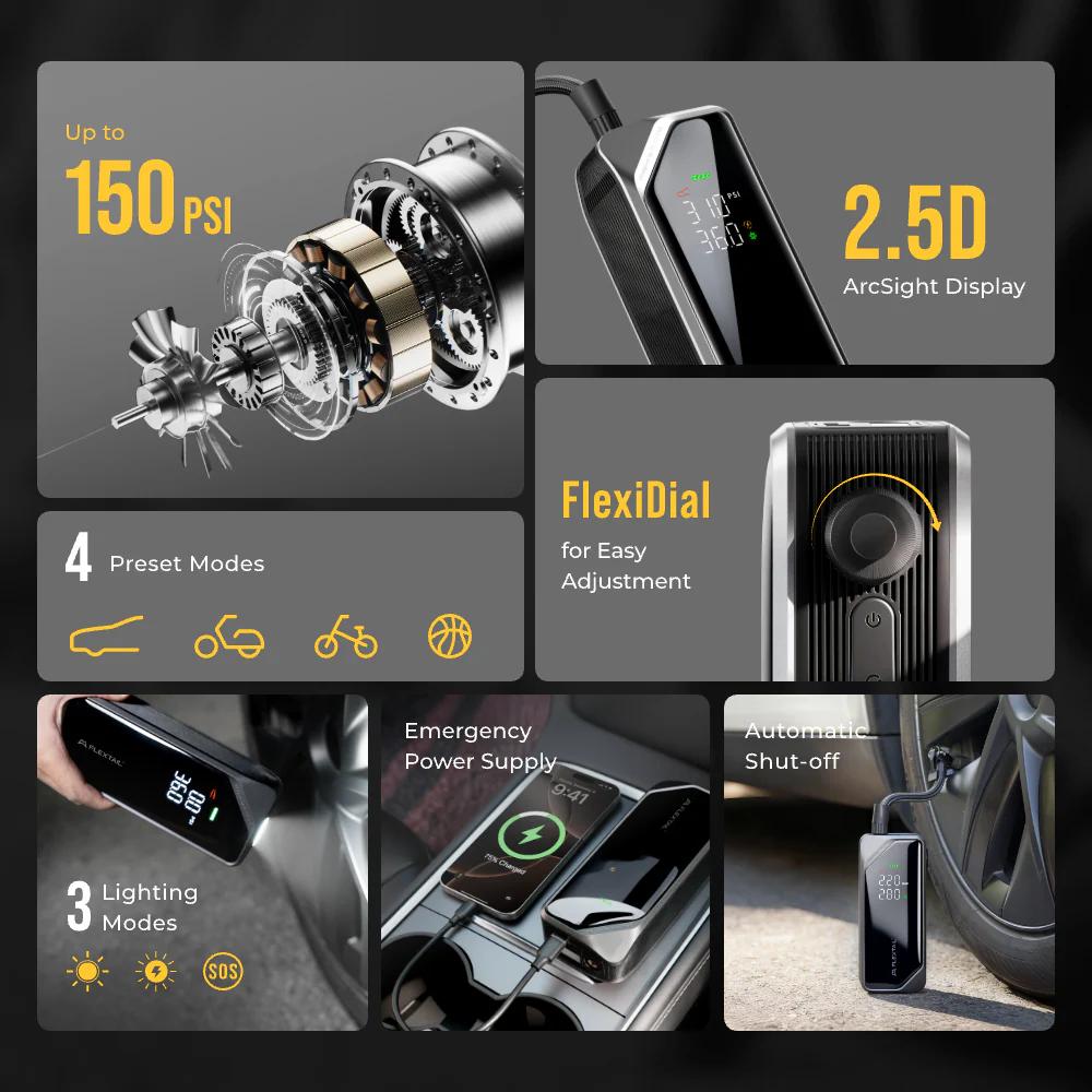 Miniatura Inflador Eléctrico Evo Tire Trump 200 - Color: Negro