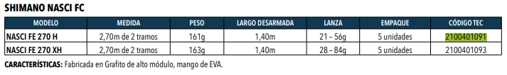 Caña Shimano Nasci Fe -