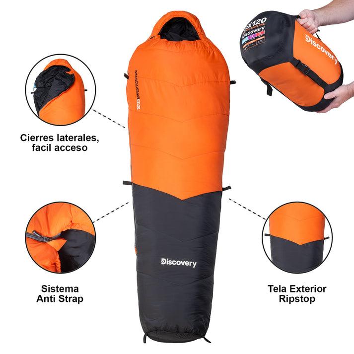 SACO DORMIR MOMIA DX120PRO - Color: Naranja/Negro