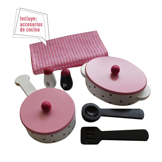 Cocina De Juguete Madera + Accesorios 43,5x23,5x70 -