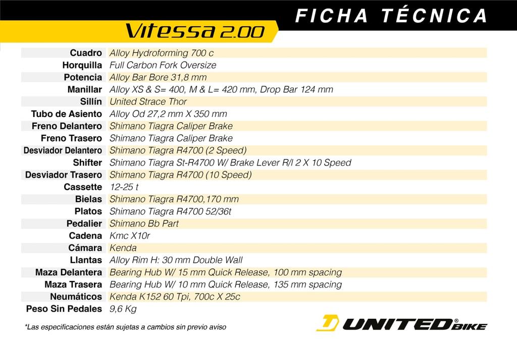 Bicicleta Vitessa 2.0 700C - Color: Celeste