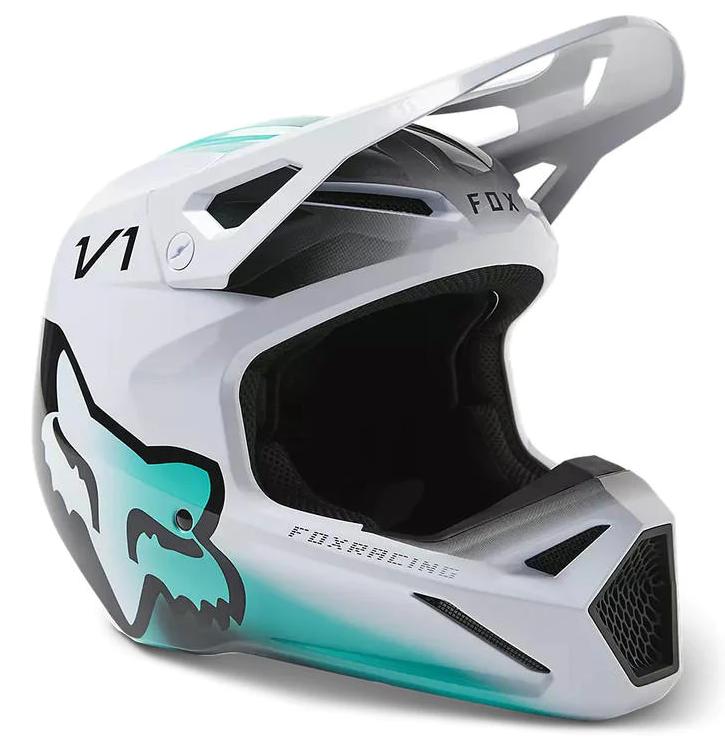 Miniatura Casco Moto V1 Toxsyk  - Color: Blanco - Celeste