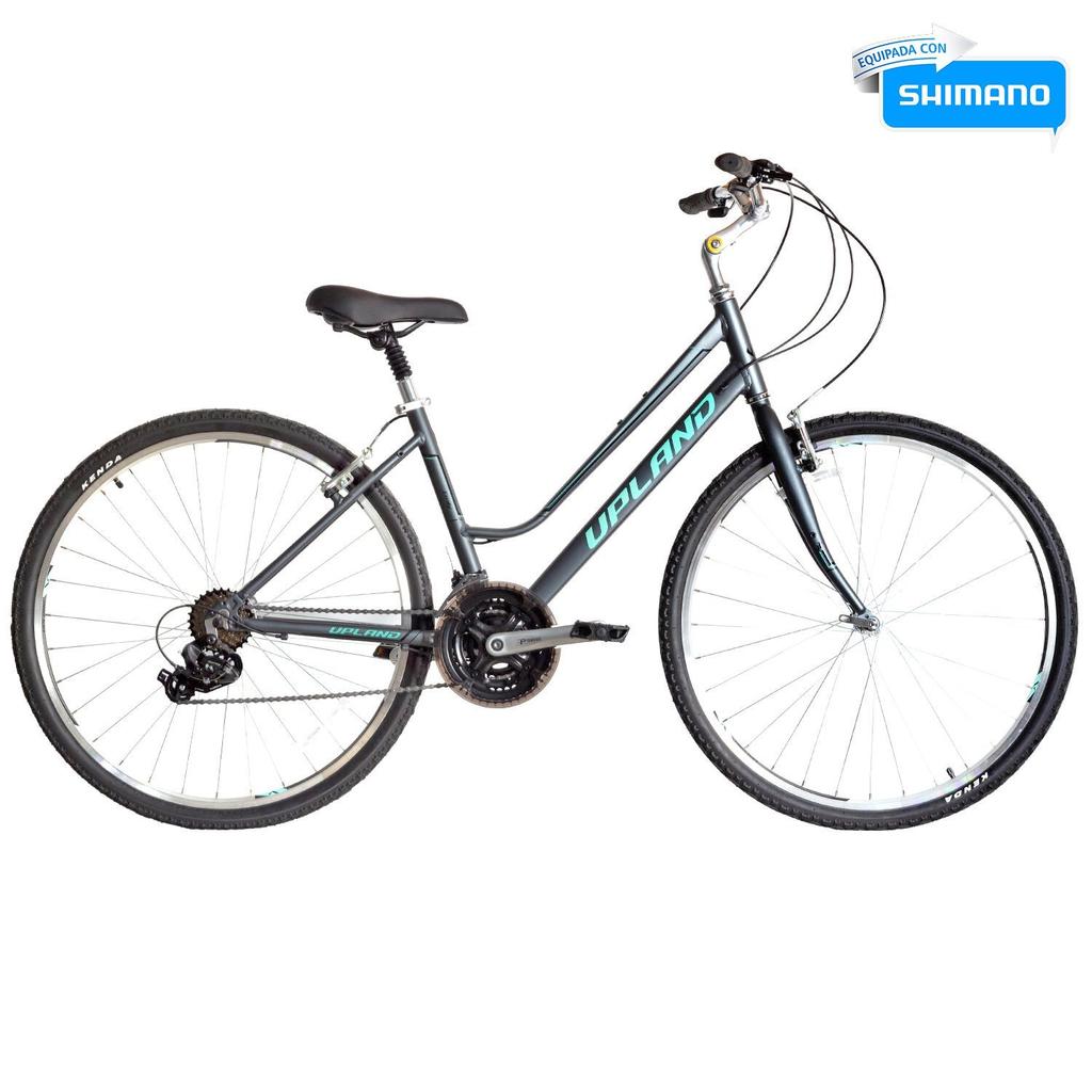 Miniatura Bicicleta Emily Aro 700 21V, V Brake. - Color: Gris Claro/ Verde