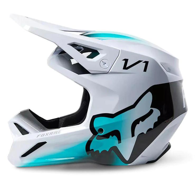 Casco Moto V1 Toxsyk  - Color: Blanco - Celeste