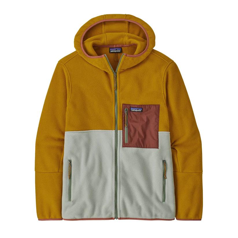 Polar Hombre Microdini Fleece Hoody - Color: Mostaza-Blanco