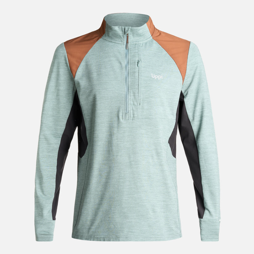 Miniatura Poleron Hombre Egger 1/4 Zip Melange - Color: Jade