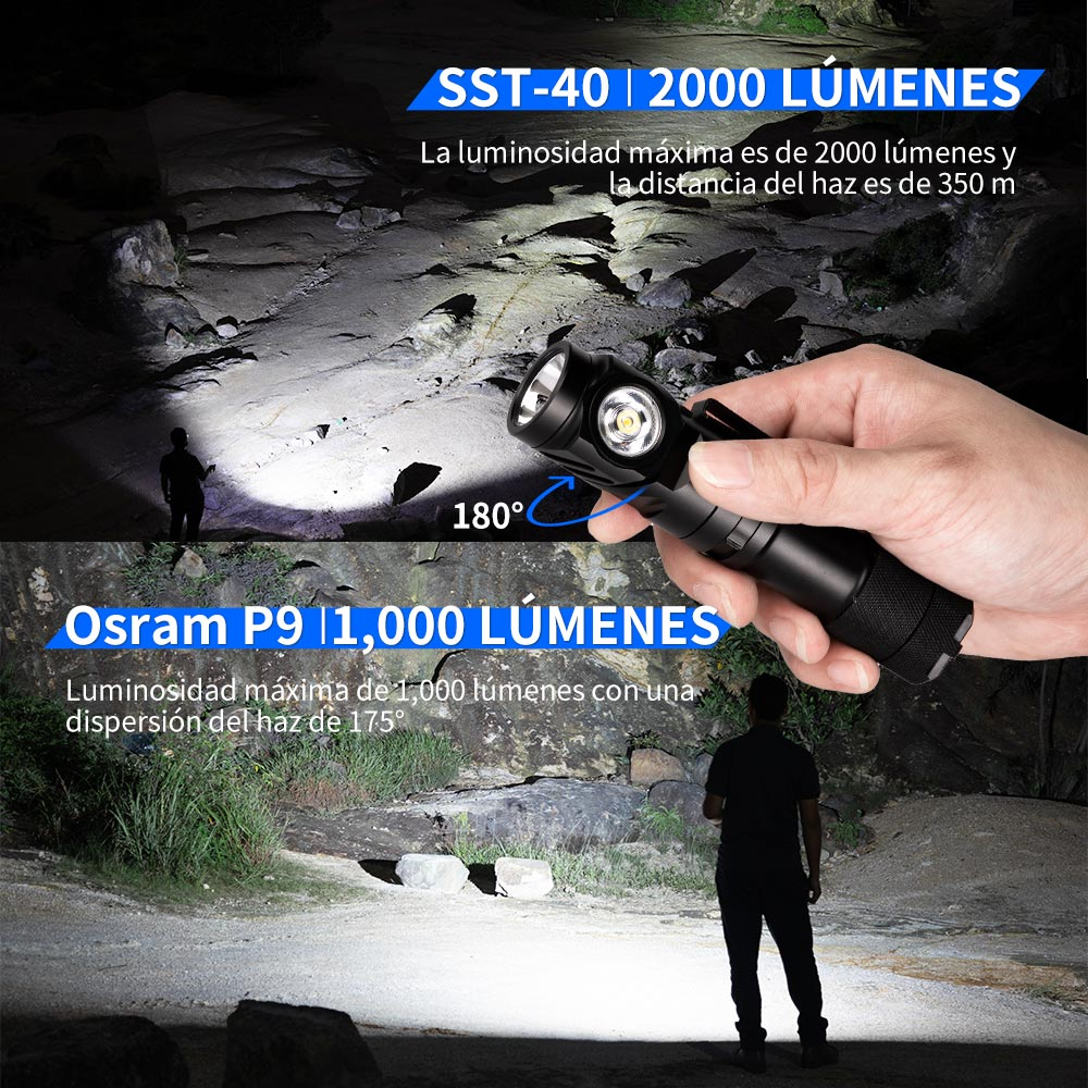 Miniatura Linterna LED Dual L1 2000 Lumens OSRAM P9 -