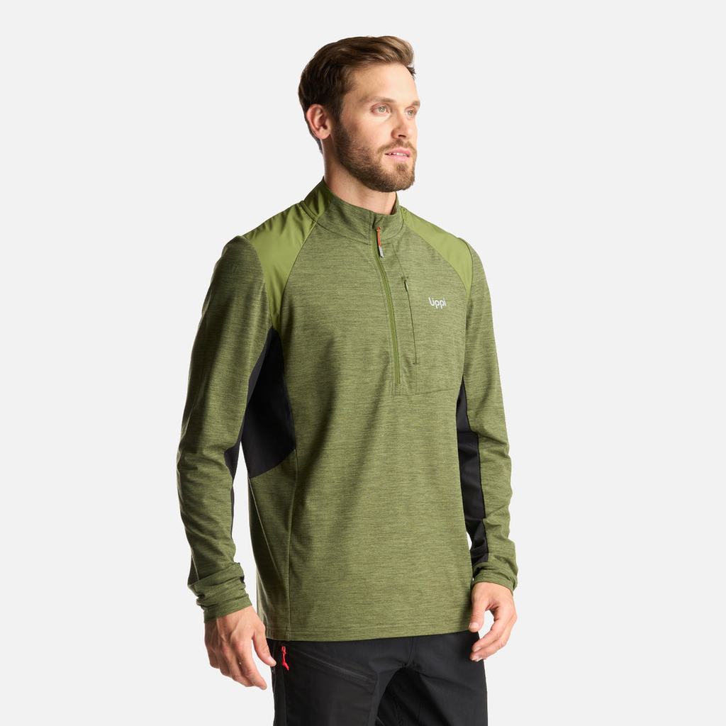 Miniatura Poleron Hombre Egger 1/4 Zip Melange - Color: Verde