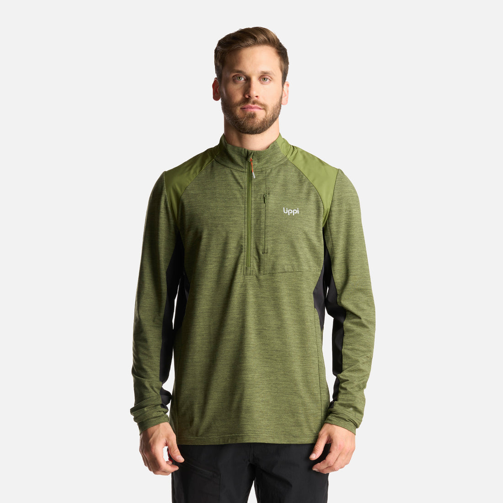 Miniatura Poleron Hombre Egger 1/4 Zip Melange - Color: Verde