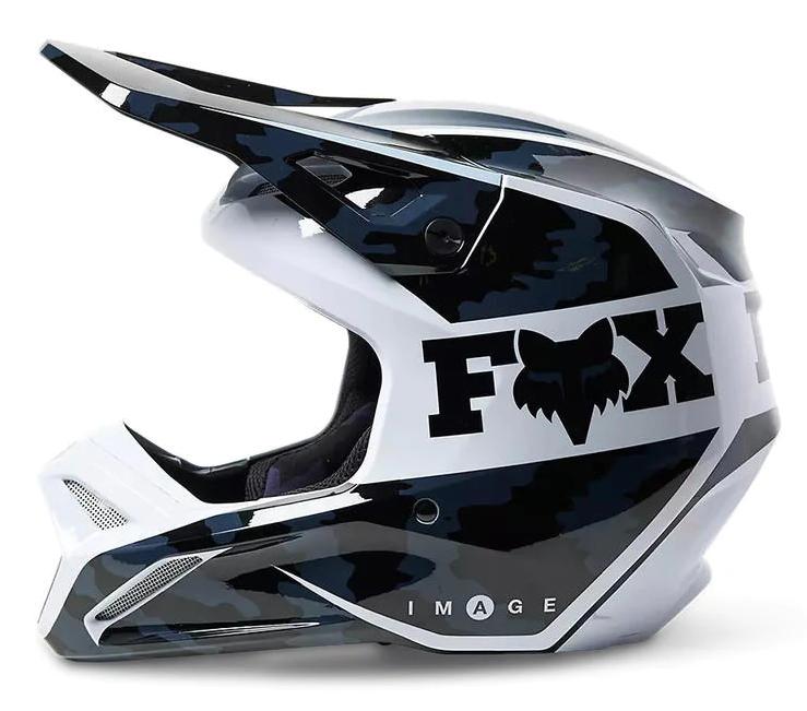 Miniatura Casco Moto V1 Nuklr  - Color: Negro - Blanco
