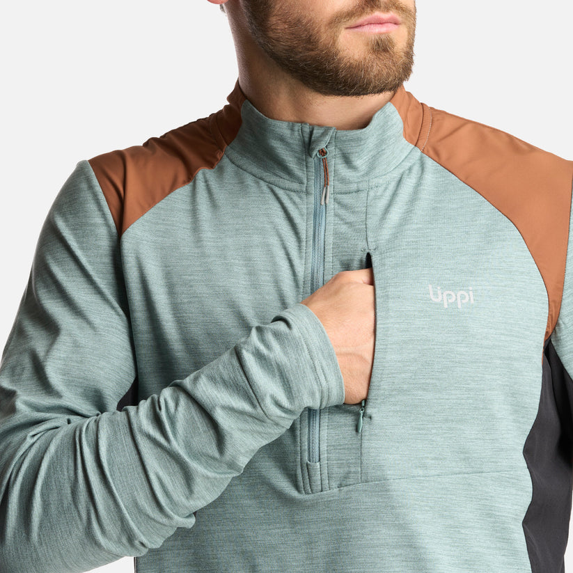 Miniatura Poleron Hombre Egger 1/4 Zip Melange - Color: Jade