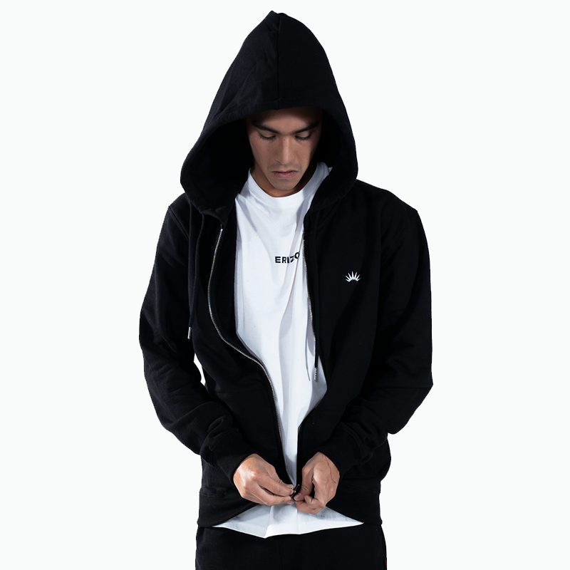 Erizos Hood Basic Zip - Talla: XXL, Color: Black White