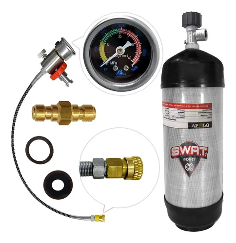 Scuba 6.8L Fibra Carbono Manometro y Valvula de Acople -