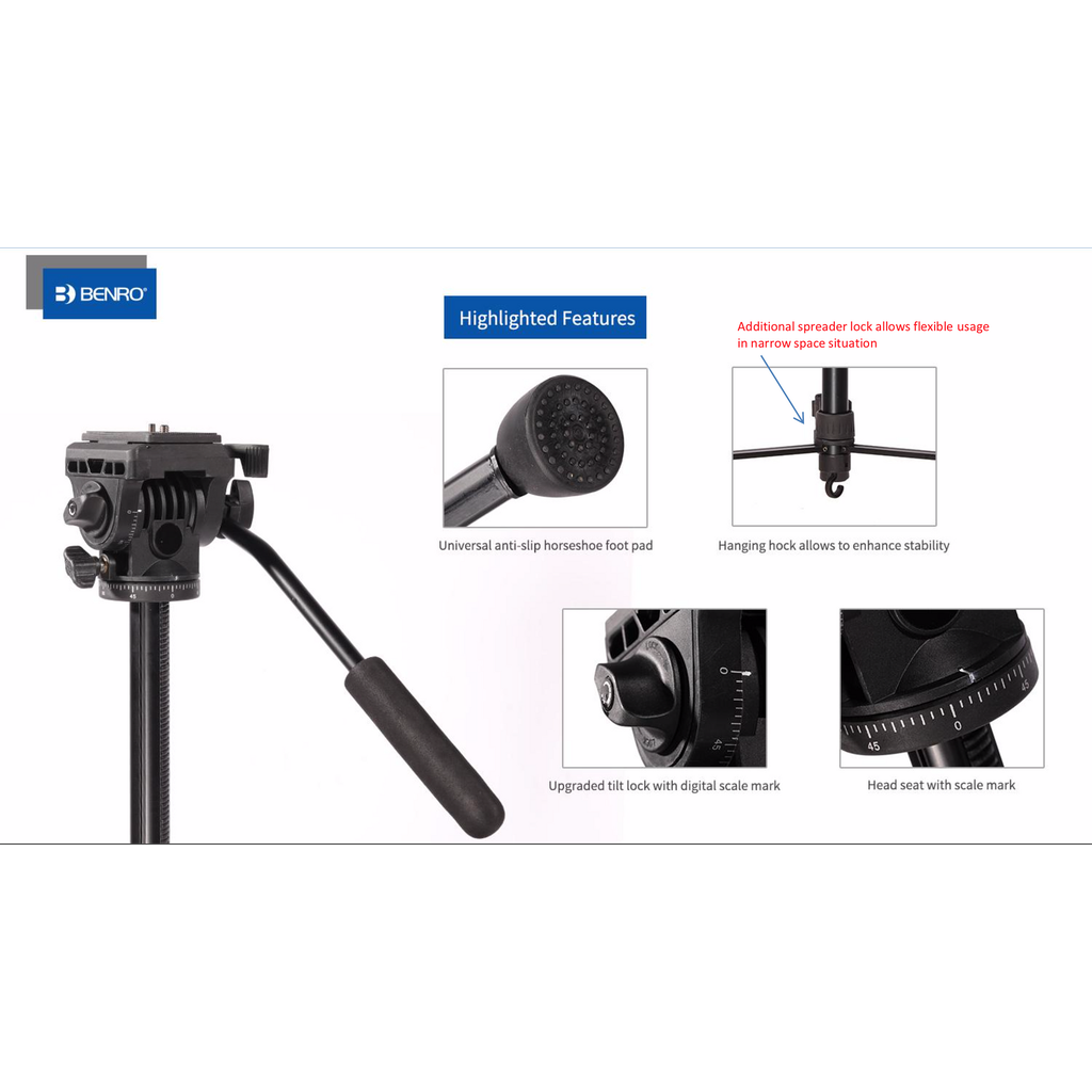 Kit Tripode De Aluminio Para Video Serie Digital - Color: Negro