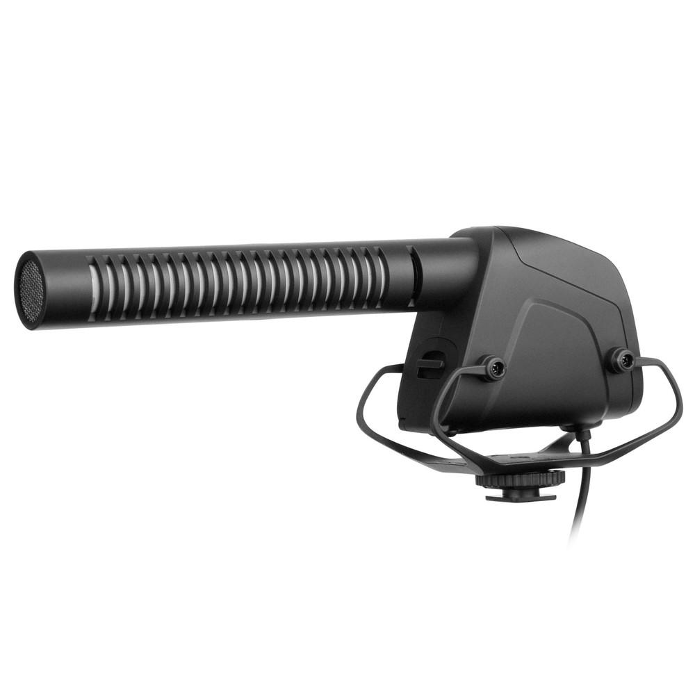 Miniatura Micrófono shotfun para cámara supercardiode (uso con pilas AA), control de ganancia y filtro corte de bajos. -