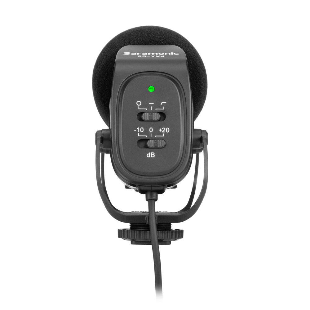 Miniatura Micrófono shotfun para cámara supercardiode (uso con pilas AA), control de ganancia y filtro corte de bajos. -