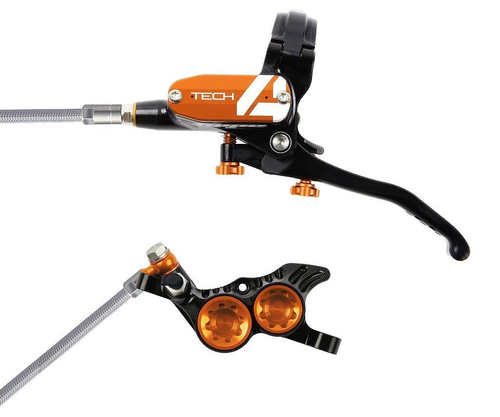 Freno Tech 4 V4 Trasero - Color: Negro-Naranjo
