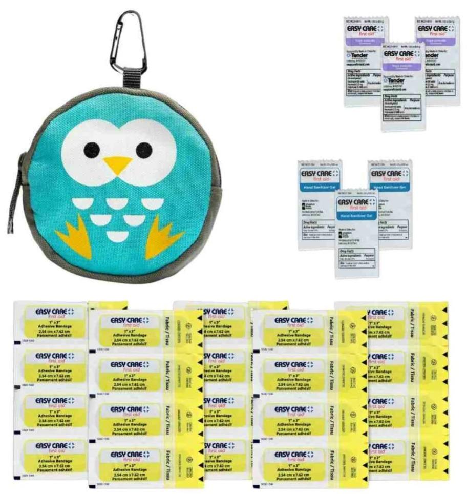 Miniatura Botiquín de primeros auxilios con forma de búho para aventuras en el jardín - Color: Celeste