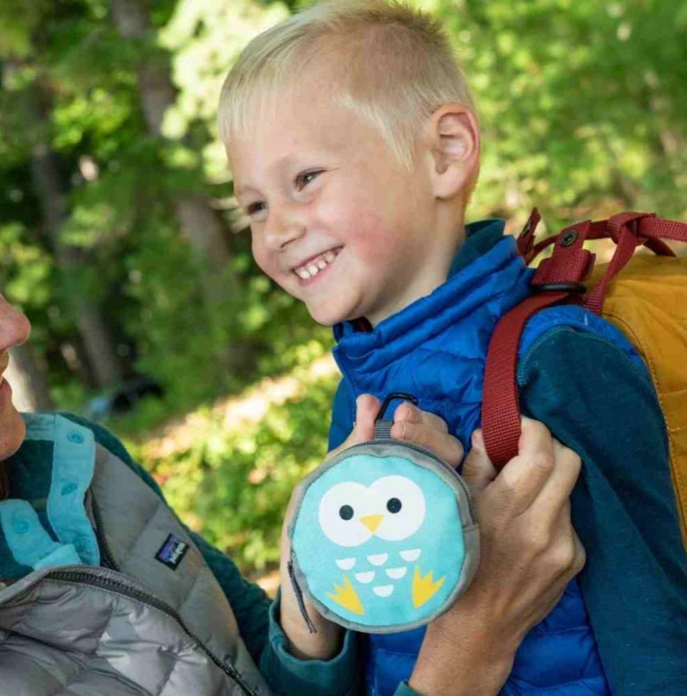 Miniatura Botiquín de primeros auxilios con forma de búho para aventuras en el jardín - Color: Celeste