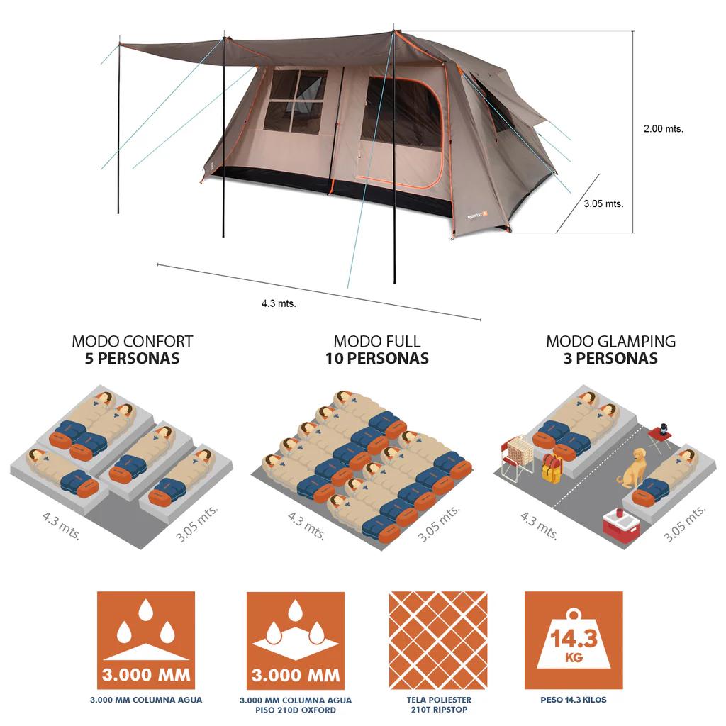 Miniatura Carpa Quintay X 10 Personas 3000 Mm Cubre Techo Largo -