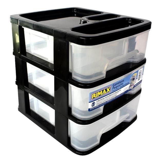 Caja Organizadora Pequeña 3 Niveles - Color: Negro/Transparente
