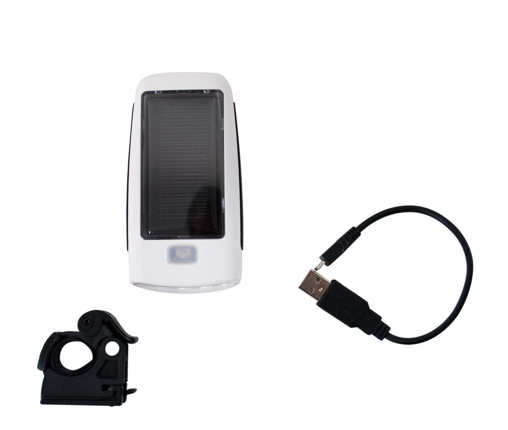 Luz Led Foco Delantero USB Mas Carga Solar 2 Modos Con Soporte