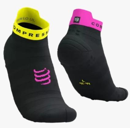 Pro Racing Socks Run Low ULTRALIGHT v4.0 - Color: Negro-Amarillo-Rosado