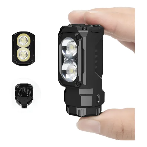 Miniatura Linterna Compacta Doble Led Recargable E7 1800 Lúmens - Color: Blanco Frío (6500K)