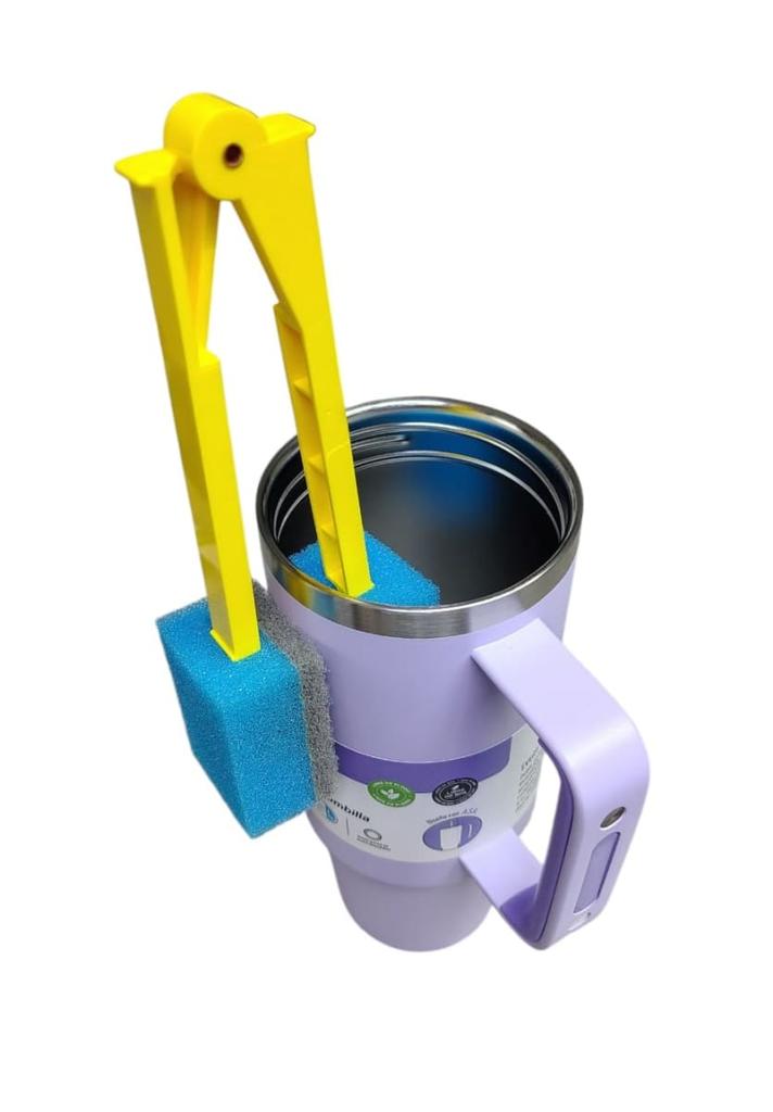 Miniatura Limpiador Brush de Vasos y Botellas - Color: Azul - Amarillo
