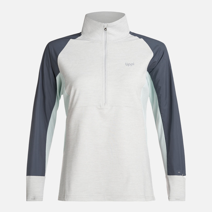 Miniatura Poleron Mujer Egger 1/4 Zip Melange - Color: Gris