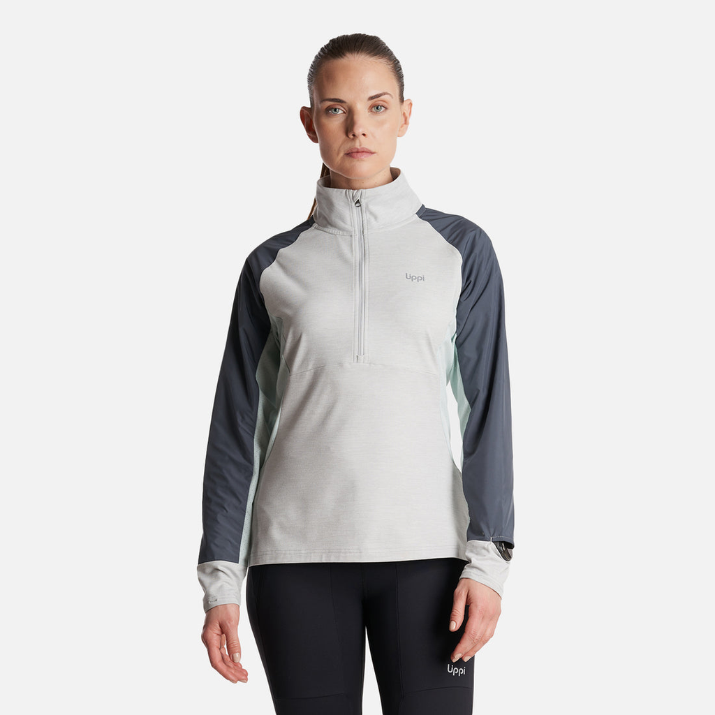 Miniatura Poleron Mujer Egger 1/4 Zip Melange - Color: Gris