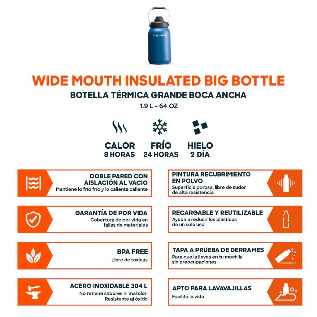 Miniatura Botella Térmica Grande Boca Ancha 1,9 Litros (Frío y Caliente) -