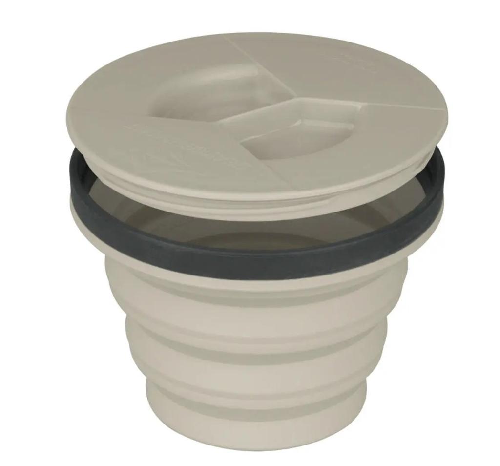 Plato plegable con tapa X-Seal & Go 415 ml. - Talla: M, Color: Arena