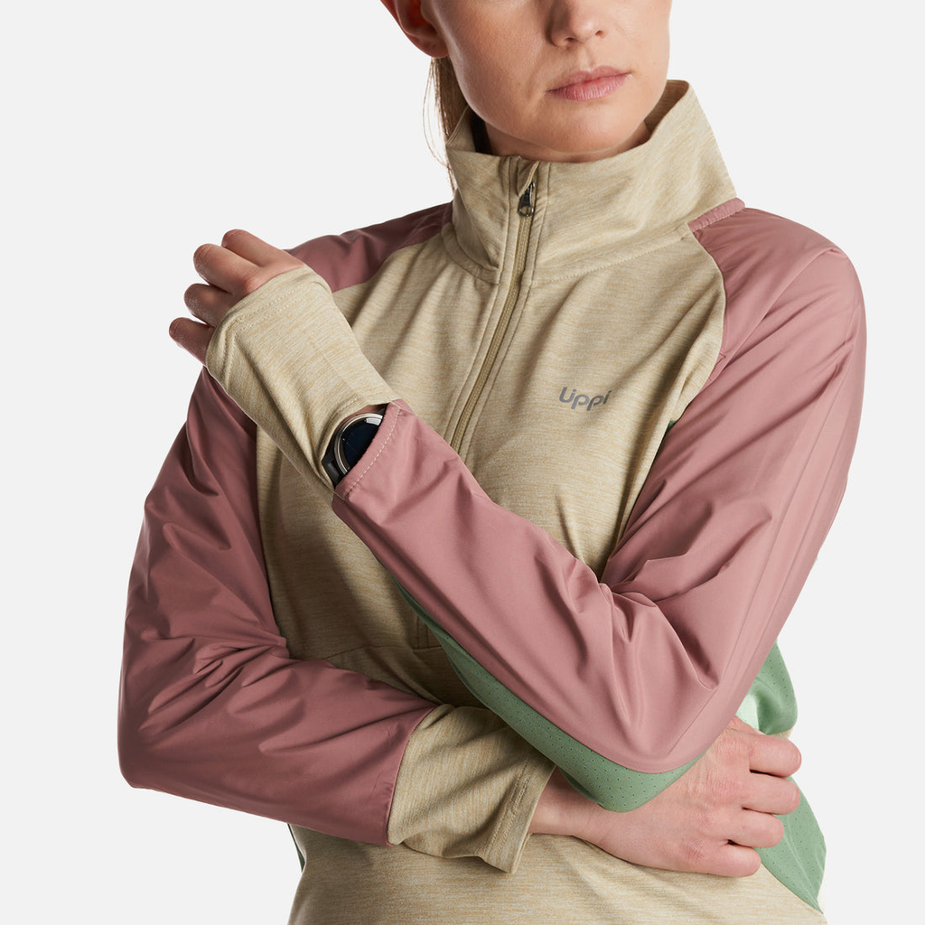 Poleron Mujer Egger 1/4 Zip Melange - Color: Beige