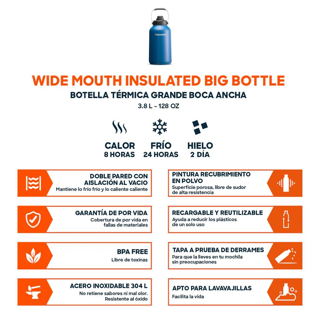 Miniatura Botella Térmica Grande Boca Ancha 3,8 Litros (Frío y Caliente) -