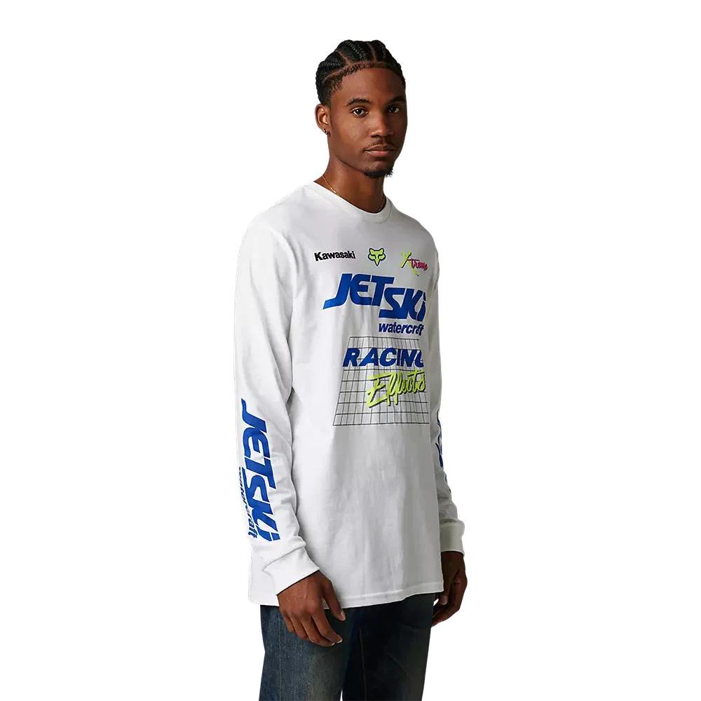 Polera Lifestyle Manga Larga Kawasaki Wet 'N' Wild  - Color: Blanco