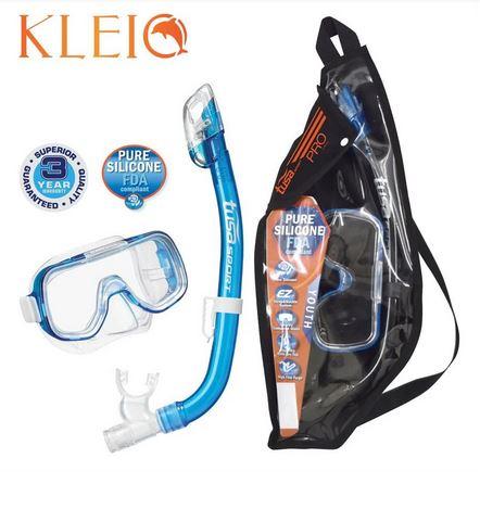 Mini -Kleio Mask & Dry Snorkel - Color: Celeste-negro