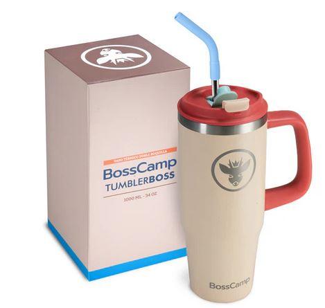 Vaso Térmico Tumbler Mug Termo Tapa 2 en 1  - Color: Beige