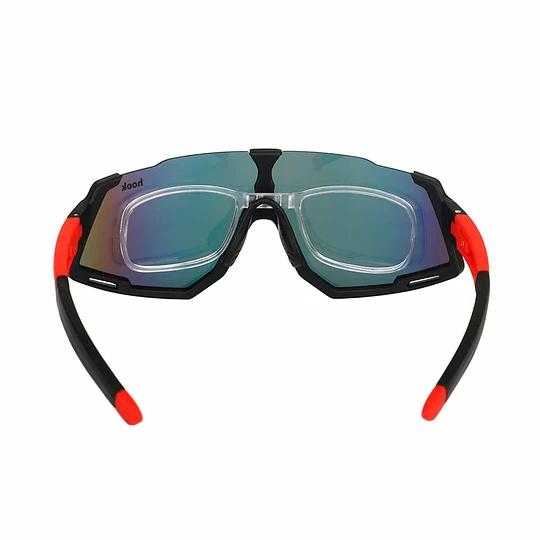 Lente Multisport Con 2 Micas Y Clip Optico - Color: Rojo